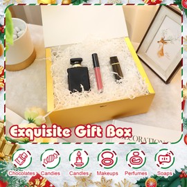 Maxcheck 36 Set Weeding Boxes for Gifts Bridesmaid Proposal Box with Lids 10 x 8 x 4 Inch with Ribbon Thank You Tag and Pin for Wedding Favors Birthday Party Packaging Present(Light Gold)