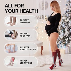 Kickticks Compression Socks 4 Paris for Women & Men 20-30mmhg Knee High Circulation Support for Running Nurse Sport Thin & Breathable