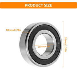 HUAREW 6003 2RS Ball Bearings, Made of Bearing Steel, 17 mm x 35 mm x 10 mm, Double Shielded Deep Groove Ball Bearings for DIY, Lathes, Motors, 3D Printers, Milling Machines, Various Mechanical