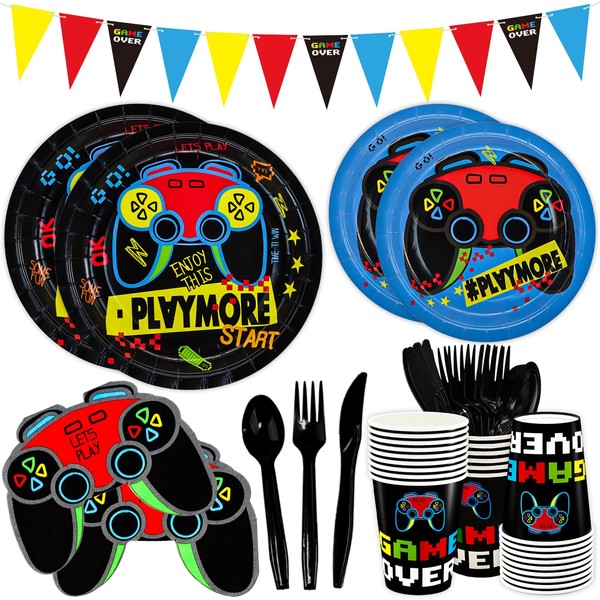 DYLIVeS Video Game Birthday Party Decorations, 180 pcs Gaming Party