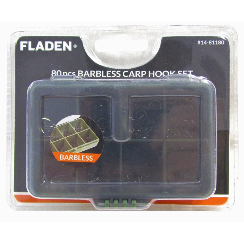 FLADEN 80 Assorted Barbless Curved and Wide Gape CARP FISHING