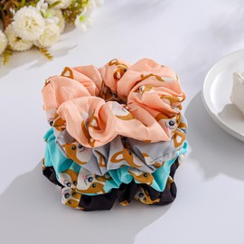Jewemia Hair Scrunchies Corgi Hair Bands Cute Hair Accessories Gifts for Women and Girls 4Pcs (Corgi Set 01)
