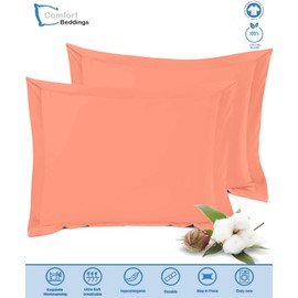 Comfort Beddings Premium Quality Pillowcases 100% Cotton Blend Square Pillow Cases Pack Of 2 - Peach (Continental/Square Size 70 x 70 CM)