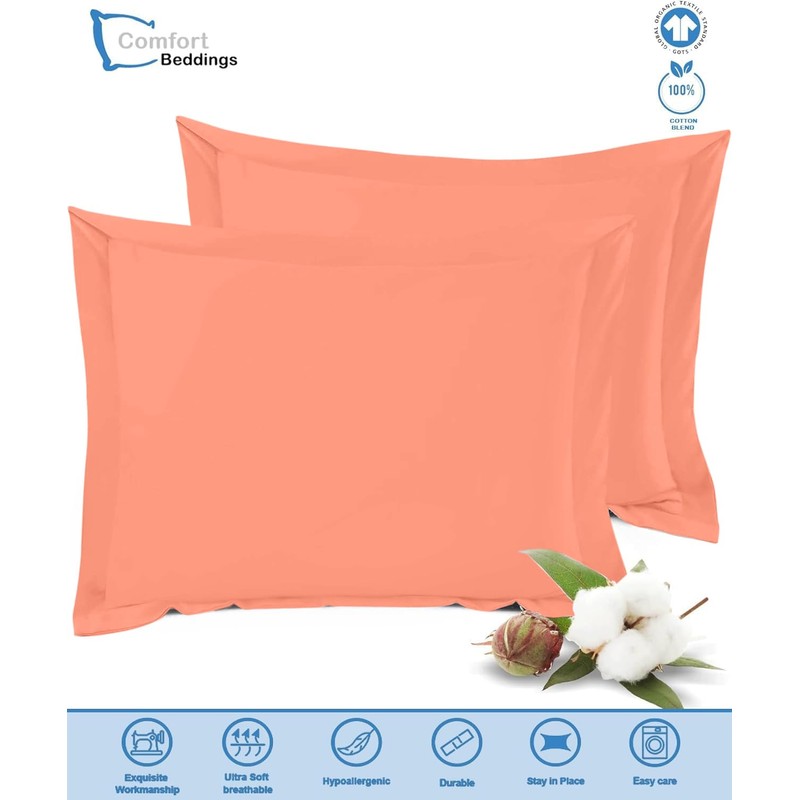Comfort Beddings Premium Quality Pillowcases 100% Cotton Blend Square Pillow