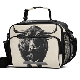 ALAZA Black Bull Kids Lunch Box Girls Boys Insulated Lunchbox
