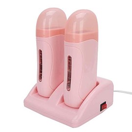 calentador de cera roll on, Calentador de cera profesional enrollable, calentador de cera depilatorio doble, máquina de cera depilatoria con base de calentador, para rostro, axilas, piernas, bikini(Ro