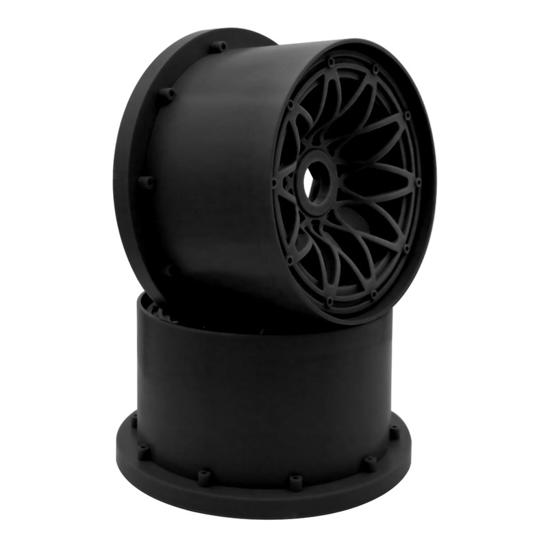 FLMLF Nylon Rear Wheel Hub Rim Set Black for 1/5