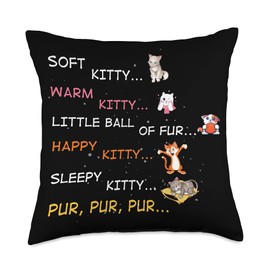 Soft Kitty Warm Kitty Little Ball Of Fur Happy Kitty Sleepy Throw Pillow