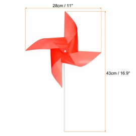sourcing map 25pcs Windmills for the Yard Garden 17" x 11" 4 Leaves Pinwheels Wind Mills Spinners Windproof Waterproof Bird Devices with Stakes for Patio Decor, Red