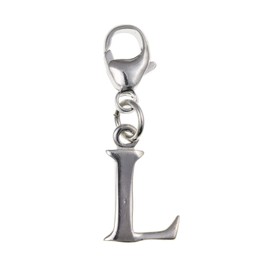 Initial Letter L Alphabet Sterling Silver Clip-On Charm - for Thomas Sabo Style Charm Bracelets - Letter Jewellery