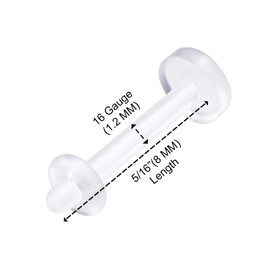 KJM Fashion Transparent Retainer Labret Earrings 1.2 mm 16 g Pack of 4, Acrylic
