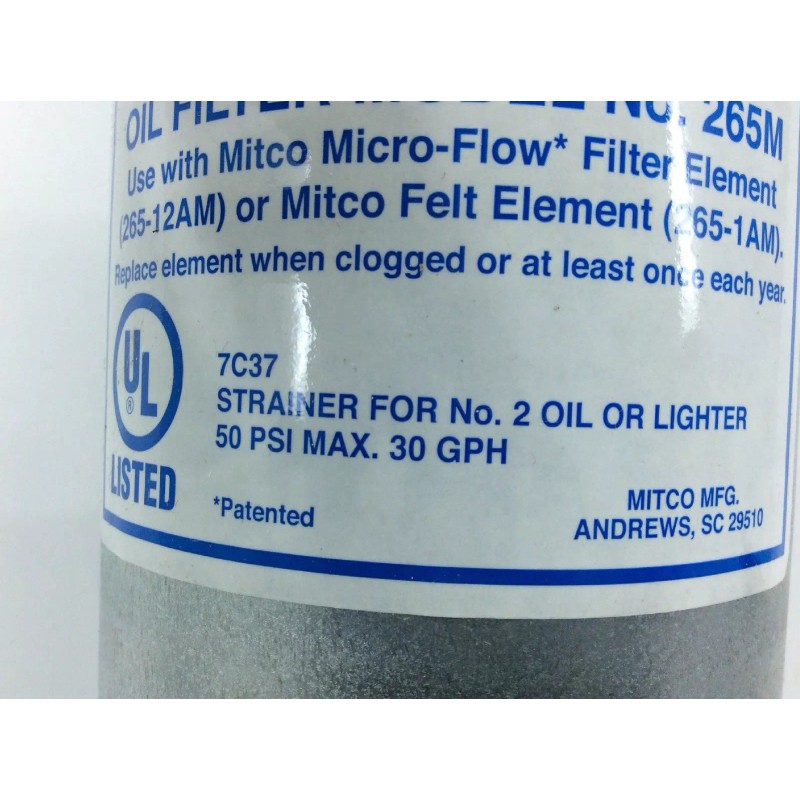 Mitco 265M Oil Filter 30GPH 3/8" NPT