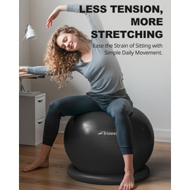 Trideer Exercise Ball Chair with Base & Resistance Bands for Home Gym, Stability Ball Seat for Core Workout and Back Support