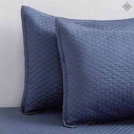 Bioweaves 100% Organic Cotton Quilted Pillow Shams Only, Standard Size, Diamond Stitched Pattern, GOTS Certified | 2 Pillow Shams | 20 x 26 inches