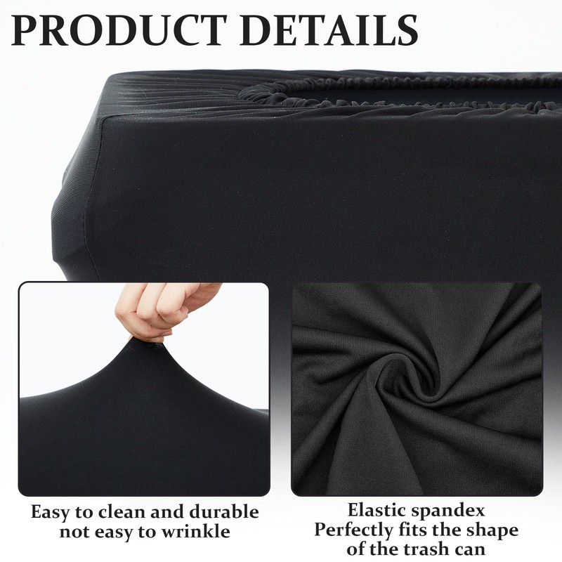 Windyun 4 Pcs 23 Gallon Black Spandex Stretchable Trash Can
