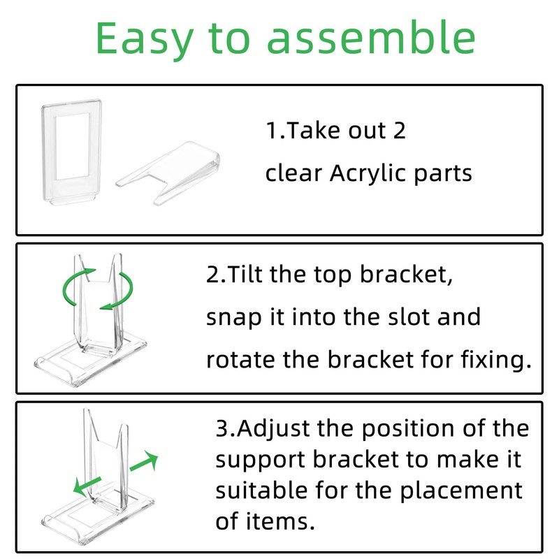 TERDEWE 10 Pack Acrylic Book Stand for Display Adjustable Clear