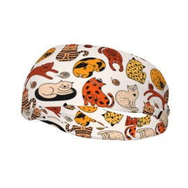Cute Animal Cat Sweatbands Sports Headband,Breathable Sport Yoga Workout Turban Headband for Women Men Hair Accessories
