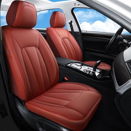 CarLuxor Car Seat Covers Front Seats,Red Leather Car Seat Covers 2 Pack,Universal Seat Cushion Protector Automotive Seat Covers for Most Sedans SUV Trucks