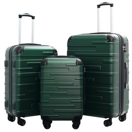 Coolife Luggage Expandable(only 28") Suitcase 3 Piece Set with TSA Lock Spinner 20in24in28in (dark green)