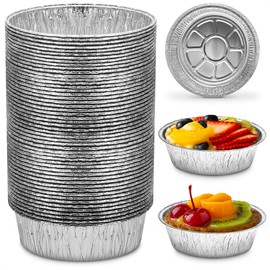 100 Pcs Disposable Egg Tart Tins - 2.9" Christmas Aluminum Mini Pie Tins, Durable Material, Easy to Use and Oven Safe, Moisture & Odor Resistant for Holiday Baking & Pot Pies, Great Gifts for Bakers
