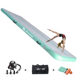 AKSPORT Gymnastics Air Mat Tumble Track Tumbling Mat Inflatable Floor Mats with Air Pump-Classic Collection - Color: Mint Green, Size: 10ft x 3.3ft x 4inch