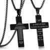 RWQIAN Black Football Cross Necklace for Men Bible Verse,Religious Christian