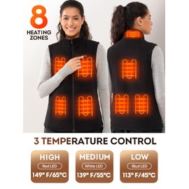 Muvenes Women's Heated Vest With 7.4V 16000mAh Battery Pack, Lightweight Fleece Electric Rechargeable Heated Vest for Outdoor-M