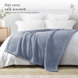 Exclusivo Mezcla Soft Fleece Throw Blanket for Couch, Super Soft Velvet Plush Bed Blanket, Fuzzy Cozy and Warm Blankets for Winter, 50x60 Inches, Stone Blue Blanket