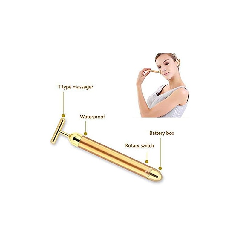 Beauty Bar 24k Golden Pulse Facial Massager, T-Shape Electric Sign