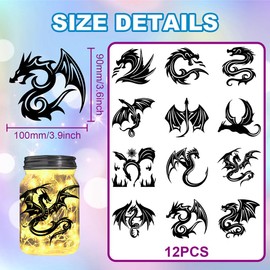 GLOBLELAND 12 Pieces Dragon Silhouette Glass Stickers, Plastic Silhouette Wall Stickers, Lantern Glass Stickers, Window Lamp Stickers, Glass Stickers, Decorations, Art Wall, Home Decoration