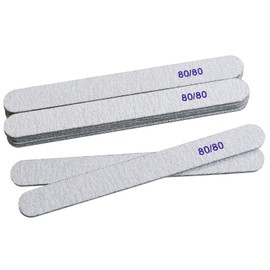 80/80 Grit Coarse Nail Files Set, 12Pcs Professional Double-Sided Washable Nail File for Natural or Acrylic Nails, Half-Moon Fingernails Buffer Files for Home Salon