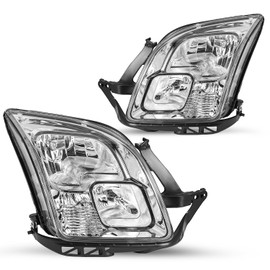 JSBOYAT Headlight Assembly Fit for 06-09 Ford Fusion Headlamp Replacement Passenger & Driver Side (Chrome Housing with Clear Reflector)