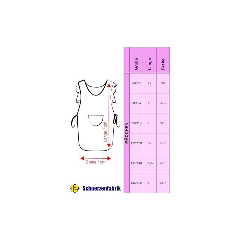 Schuerzenfabrik Children's Apron Dederon Girls Colourful Painting Apron Baking Food,