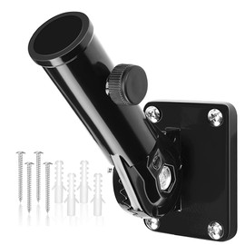yotutun Adjustable Flag Pole Holder with Screws Wall Mounting Flag Pole Holder Aluminium Alloy Multiposition Flagpole Holder Black