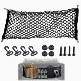 Lovgrin Bolsillo de Almacenamiento de Malla Red para Coche, Doble Capa Red de Carga, Malla Organizadora Ajustable y Elástica con Gancho para Universal Automóvil, SUV, Camión 110CM x 40cm