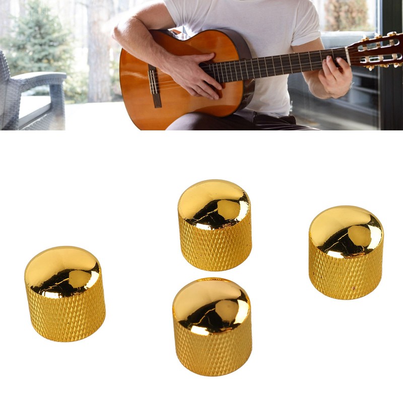 4Pcs Guitar Knob Metal Volume Tone Dome Control Knob Musical