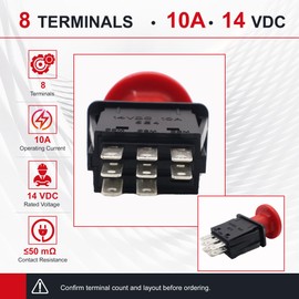 8 Terminals 10A PTO Switch Replace 4174684 500016 430-528 725-07534 110-9657A 2721505 Compatible with Dixie Chopper Jacobsen Bobcat MTD Delta Husqvarna Classic RZT Pro SZT Pro Zee 2 Lawn Mower