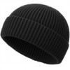 Wool Fisherman Beanies for Men Women, Short Knit Fall Winter