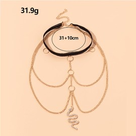 CABODYALS Gold Snake Multi Layer Rhinestone Thigh Chain Alloy Jewelry Punk Tassel Pearl Beads Leg Chains Cross Boho Layered Hollow Metal Festival Body Chain for Bikini Beaches Parties Jewelry