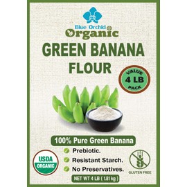 4 LB Organic Green Banana Powder - Superfood Prebiotic Resistant Starch for Smoothies - High Fiber Flour Alternative for Baking