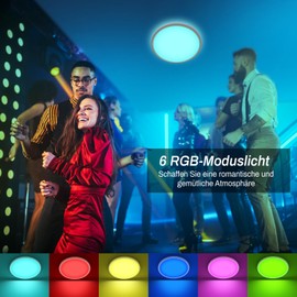 zemty LED Ceiling Light, Dimmable, 24 W, 3200 lm, RGB Ceiling Light, Colour Changing with Remote Control, 4000 K Waterproof Lamps, Ceiling Lamps, Flat Lamp Ceiling for Bathroom, Bedroom, Children's