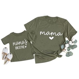 JMFXB Mama and Me T-Shirt Mama and Boy Matching Tee Mother and Daughter Tshirt Mommy and Me Matching T-Shirts Army Green