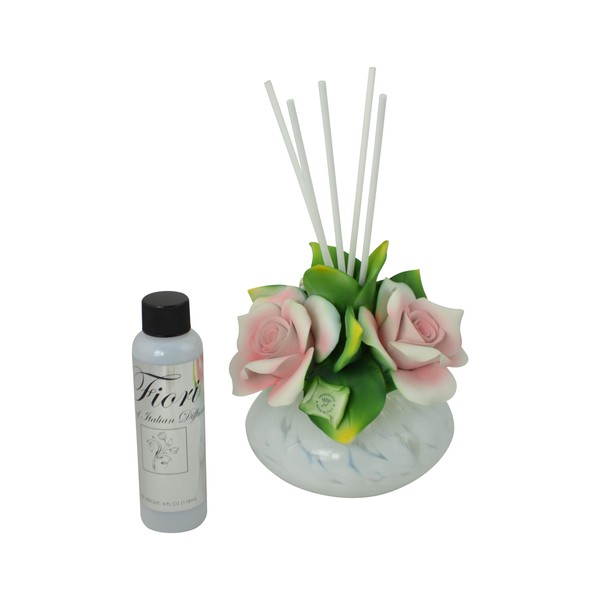 Ceramic Oil Diffuser and Oil Set with Porcelain Capodimonte Roses