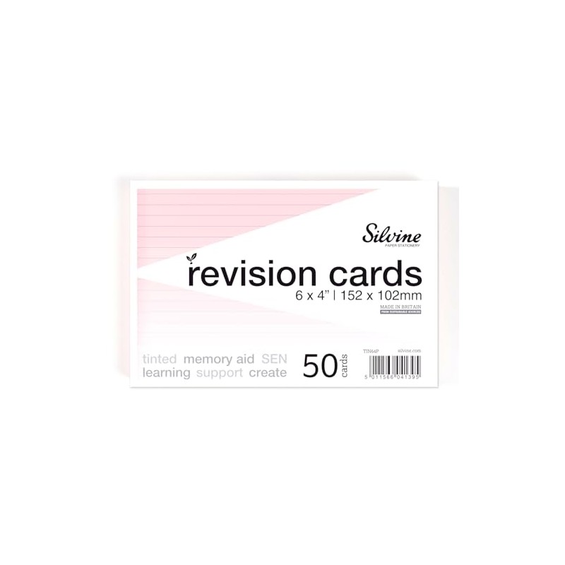 Silvine A6 Flash Cards, Revision & Study - Lined (50