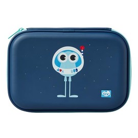 Tinc Light Up Hardtop Zip Compartment Pencil Case - Pen Holders and net Pockets for Your Stationery - Spaceman Character, Navy & Light Blue (not Filled)