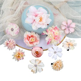 Boho Style Hair Clips Handmade Rose Hair Accessories Colorful Hair Clips Hair Clip Hairpin Brooch Headwear Photography Props for Old Costumes Bride 12pcs