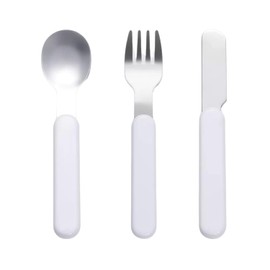 Portion Control Flatware Set for Healthy Eating or Bariatric Diet, Includes Stainless Steel Spoon, Fork, and Knife, Helps Reduce Food Intake Amounts, 3 Piece Set (3 Piece Set (White))