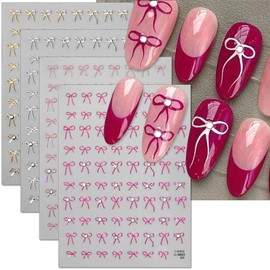 4 Blätter Schleife Nagelsticker,Strasssteine Bögen Nail Sticker Klar Rhinestones Nageldesign Schleifenknoten Nagelsticker Selbstklebend Glitzer Steine Ribbon Bow Nagel Sticker Nagel Zubehör Nail Art