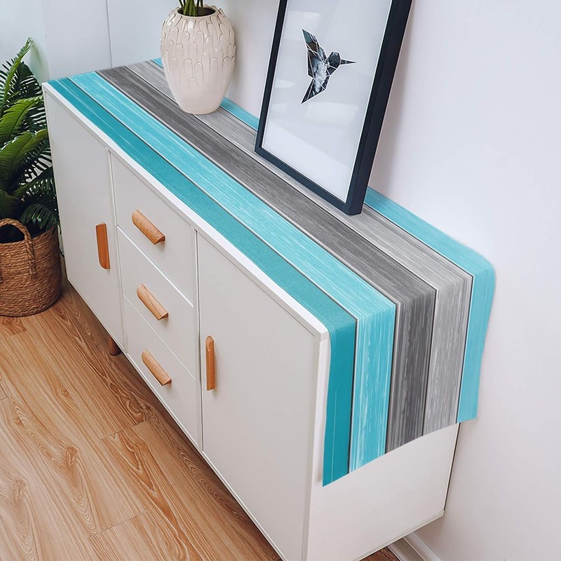 Abstract Turquoise Table Runner Dresser,Teal Table Runners 33x183 Long for