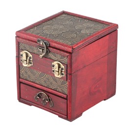 Jewelry Box Antique Wooden Multi‑Layer Drawer Storage Box Organizer with Mirror for for Gilrs Women